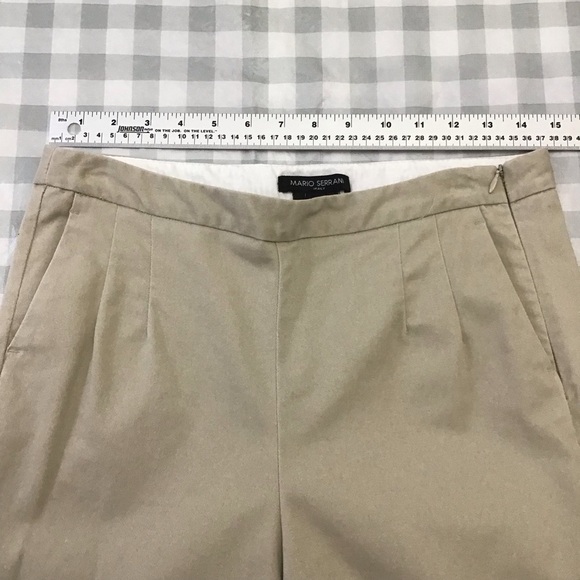 Mario Serrani beige trouser pants cotton/spandex neutral tone pockets casual 6 - Picture 7 of 12